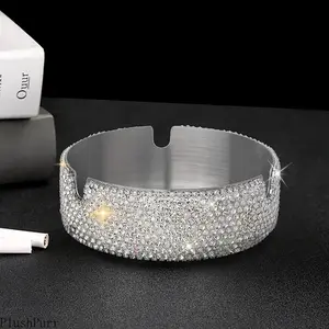 Stainless Steel Ashtray, 3.15 In Rhinestone-Embellished, Luxurious Portable Stylish Smoking Accessory, Home Decor Piece, 1-Pack (Premier League Fan Shop Sports & Outdoor Essential)