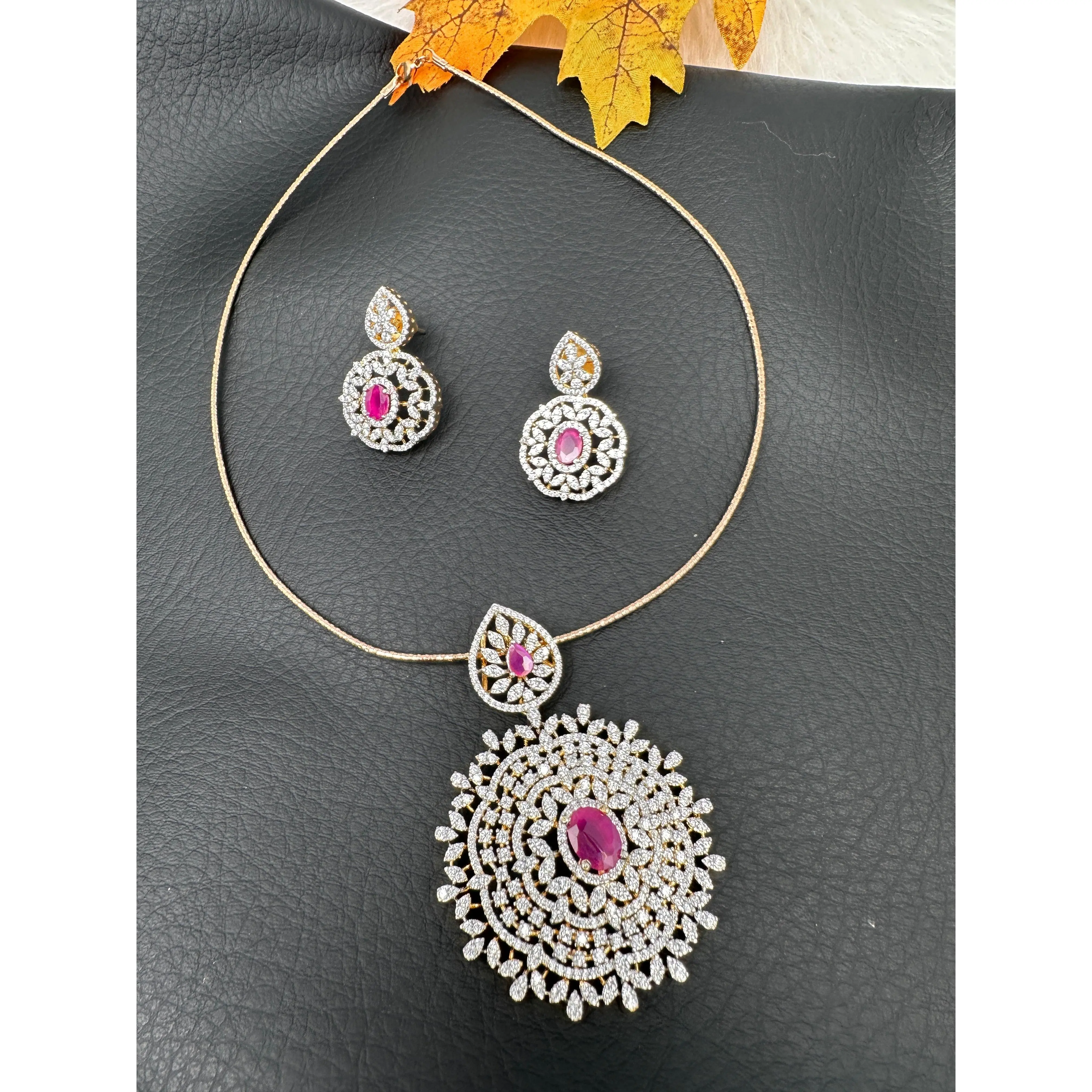 AD Color Stone Pendent Set