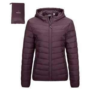 Outdoor Ventures Women's Packable Lightweight Full-zip Puffer Jacket with Hood Quilted Winter Coat