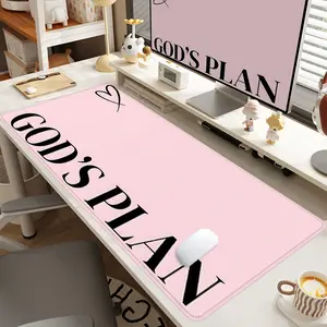 1pc Extra Large "GOD'S PLAN" Text Mouse Pad Trendy & Minimalist Desk Pad, Computer Keyboard Mousepad with Non - Slip Rubber Base Durable Stitched Edge Perfect Gift for Home and Office Desk Accessories