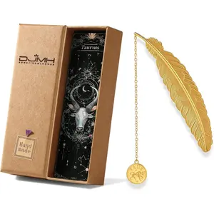 Metal Zodiac Bookmarks Set, 12 Constellation Designs, , 4.5 x 0.9 inches (Taurus)