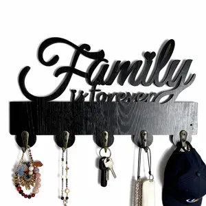 Family Forever Wall-Mounted Oak Wooden Key Holder, Multi-Functional Hook Wall Mounted Organizer for Entryways Kitchens Garages Workplaces, Vintage Style Decorations