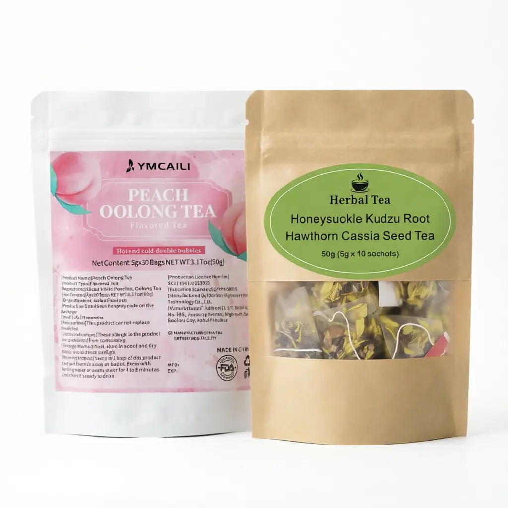 Natural Fruit & Herbal Tea Sampler - 40 Individual Sachets (Sweet Peach Oolong, Cooling Honeysuckle Kudzu Root) - Caffeine-Free Infusion for Refreshment & Everyday Relaxation