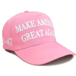 Premium Make America Great Again 45-47 Embroidered Hat (Pink) 4-Sided Design
