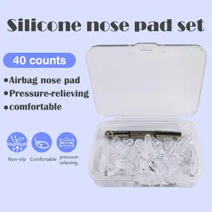 20 Counts Eyeglass Nose Pads, Square Premium Soft Silicone Replacement Pads, Rectangle Slide Push-in Design