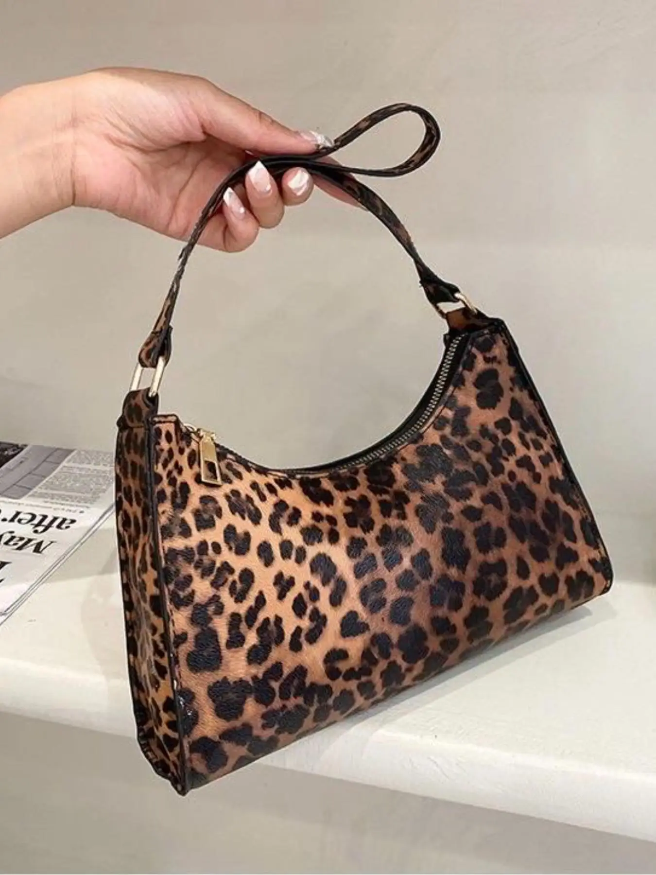 Women's Fashion Leopard Pattern Baguette Bag, Trendy All-match Underarm Bag, Simple All-match Bag for Daily Life for Women & Girls