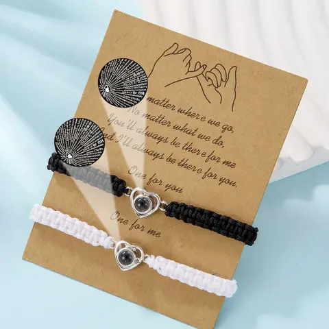 Unisex Street Trend Heart Charm Bracelets, Matching Heart Bracelets, 2pcs/set Couple Bracelet Set Trendy Drawstring Design Bracelets, Chic All-match Jewelry As Birthday Gift for Lovers, Valentine's Day, Gift, Fashionable Couple Bracelet