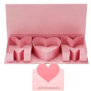 Large Mother's Day Gift Box, Gift For Mom, Heart Card Included, Letter Shape Paper Bow, Rectangular Flip Cover, Luxury Floral Decorative Box