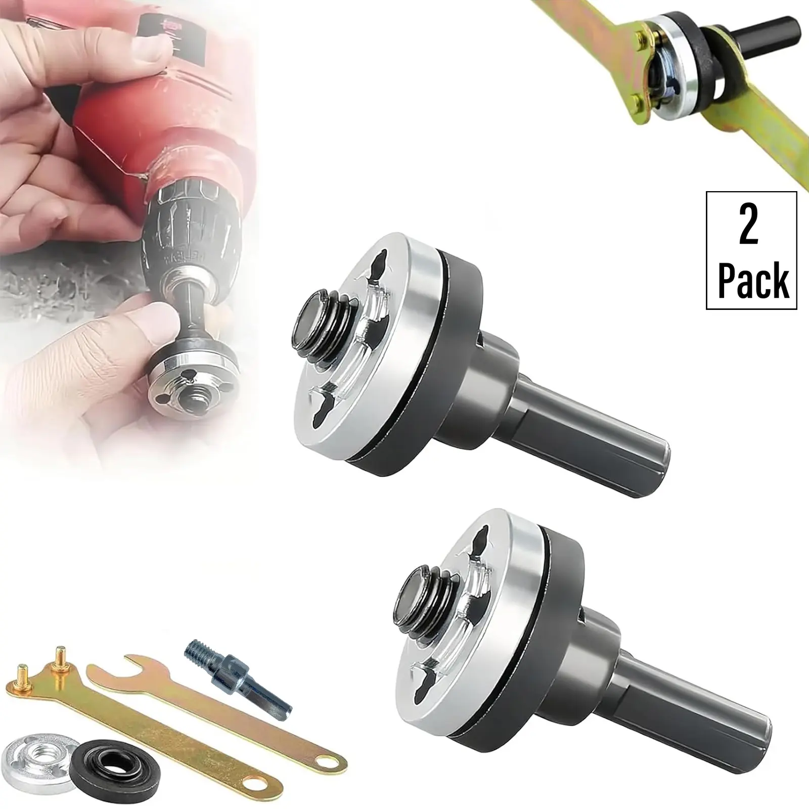 Electric Drill to Angle Grinder Adapter Kit, 10mm Conversion Rod Set for Cutting, Grinding & Polishing (2 Pack)