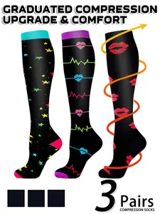 Compression Socks for Men & Women, 20-30mmhg Support, Knee-High Design, Ideal for Running, Sports Performance, Recovery, 4 Pairs Pack, Compression Athletic Socks