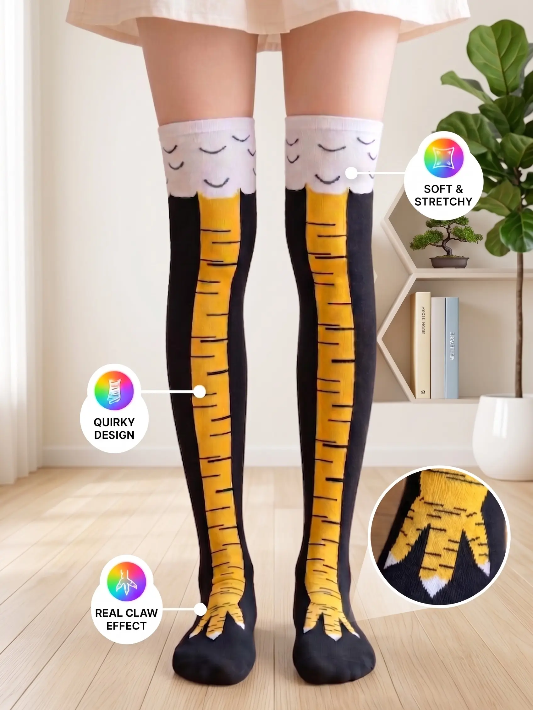 Viral Chicken Leg Socks | Unhinged Funny Novelty Animal Paw Knee Highs | Ultimate Meme Gag Gift for Gym Bros & Pranks  #TikTokMadeMeBuyIt #FunnySocks #GagGift