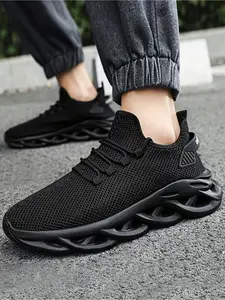 Men's Mesh Breathable Lightweight Blade Sole Sneakers, Casual Comfortable Sports Running Shoes, Fashionable Sneakers for Daily Wear Mesh Shoes Athletic Shoes, Athletic Footwear