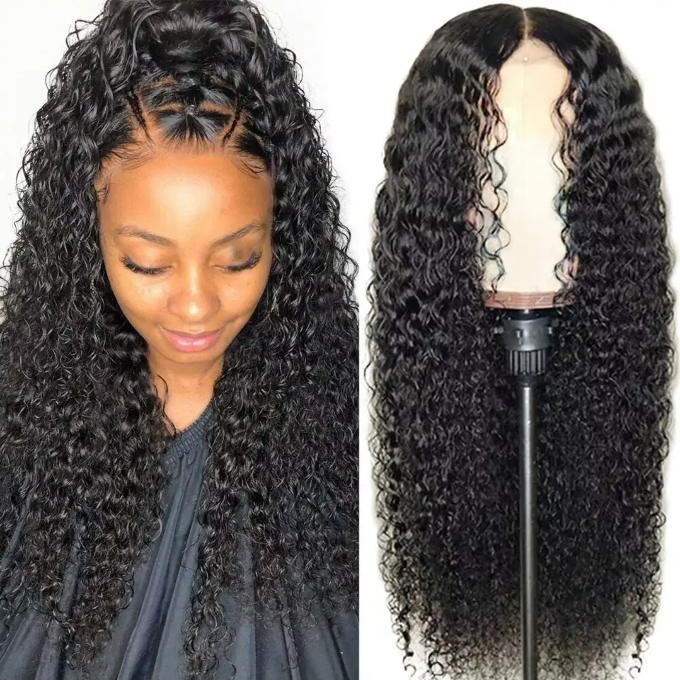 AA Hair Front Wig Womens Brazilian Human Long Curly Lace Wavy Hair Wigs US 2022