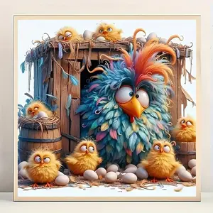 Cartoon Chicken Pattern DIY Diamond Arts Colorful Painting Kit without Frame, DIY 5D Diamond Arts Colorful Painting Kit, Wall Art Decor for Home