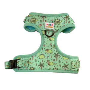 Christmas Dinos - Adjustable Dog Harness - Heavy Duty Metal Hardware