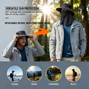 Spring/Summer Fisherman's Hat Detachable Outdoor Fishing Face Covering Neck Protection Sun Hat