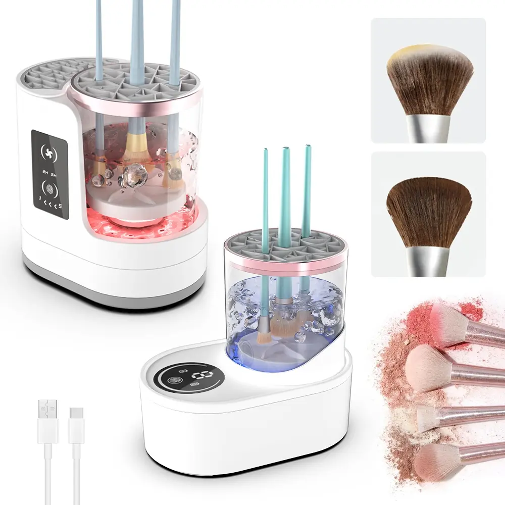 3in1 Electric Makeup Brush Cleaner Machine with Drying Rack, Makeup Brush Dryer, Portable Automatic USB Beauty Brush Cleaning Tool, Cosmetic Brush Cleaner, Fits All Sizes, Automatic Brush Washer