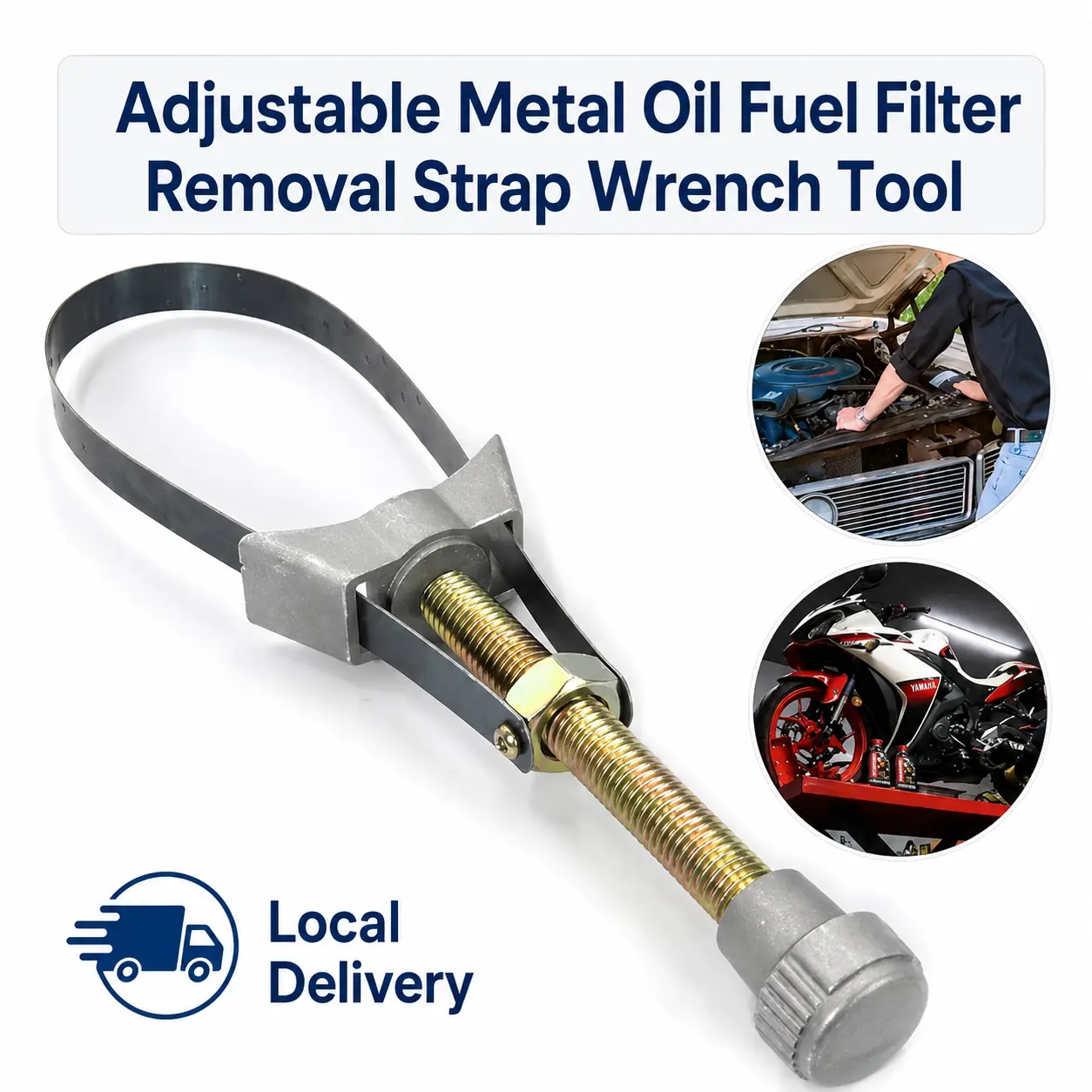 Adjustable Diameter Strap-type Oil Filter Wrench, for Various Models Automobile Oil Filter Disassembly, Portable Auto Repair Hand Tool, Flexible Belt Design Fast Remove Different Size Engine Oil Filters