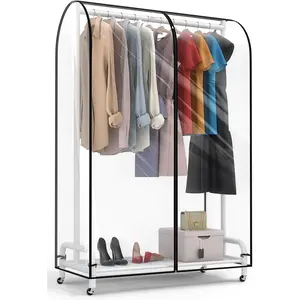 Garment Rack Cover 43" L x 20" W x 60" H, Clothes Rack Cover with Reinforced Zipper, Waterproof PEVA Dustproof Protection - Cover Only, Rack Not Included
