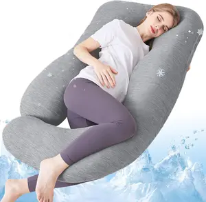 Sasttie Pregnancy Pillow Cooling, Pregnancy Pillow for Sleeping, Cooling Maternity Pillows for Pregnant Women, Pregnancy Must Haves U-Shaped Full Body Pillow with Cooling Cover, Grey