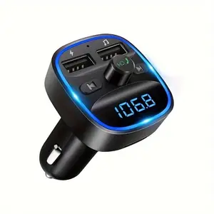 Wireless FM Transmitter, Wireless Radio Adapter Car Kit with Dual USB Charging, MP3 Player Support TF Card & USB Disk