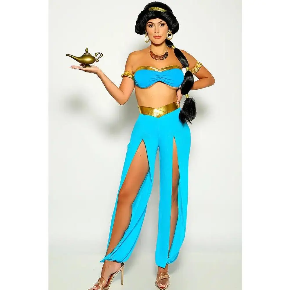 Gold Turquoise Bandeau Gold Trim 4 Piece Princess Jas Costume