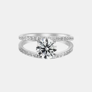 【726】“Begin Again” Split Tension Set 1.5 Carat Synthetic Moissanite Ring - Fashion, Wedding, Party, Anniversary Jewelry Gift