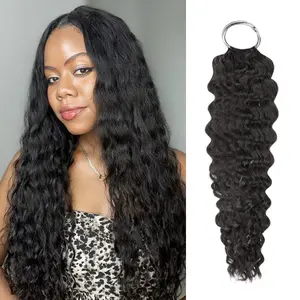 QVR Water Wave Crochet Hair Natural Black Soft Feather Crochet Hair 3 Packs Small Kinky Curly Machine Made Human Hair Extension