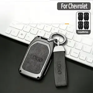 Suitable for Chevrolet key fob case, metal shell; key case for cars from 2023–2019, including GMC Sierra and Chevy Silverado 1500, 2500HD, 3500HD; car body care accessories; Chevy 1500 accessories.