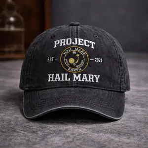 Project Hail Mary EST Embroidered Washed Hat - Project Hail Mary Minimalist Embroidered Cap Merch - Casual Wear Washable Material Versatile for Everyday Use -  Gifts