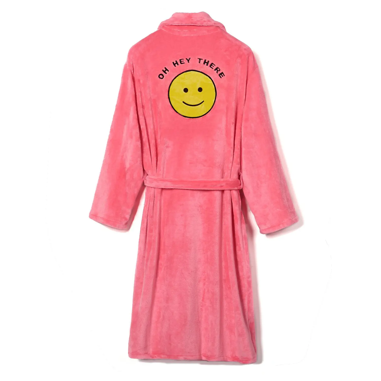 Oh Hey There Plush Fleece Bathrobe Comfortable Embroidered Comfort Fit