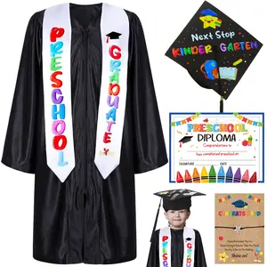 Preschool Graduation Cap and Gown Set Class of 2026 Photoshoot Cute Prek Graduation Outfit with Bracelet & Certificate & Sash, Preschool Graduation Gifts for Son Daughter Nepnew