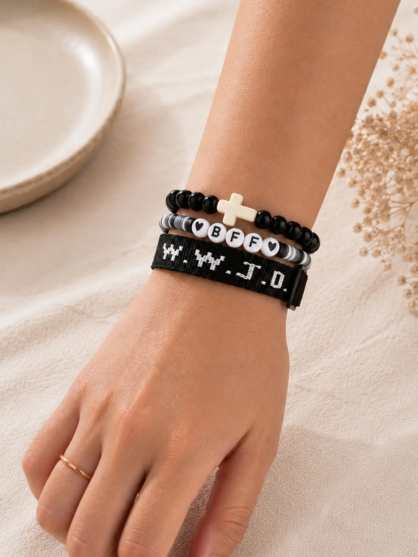Wwjd Bff Best Friend Bracelet, Beads, Handmade Cross Necklace, Inspirational Christian Jewelry, Gift for Friends