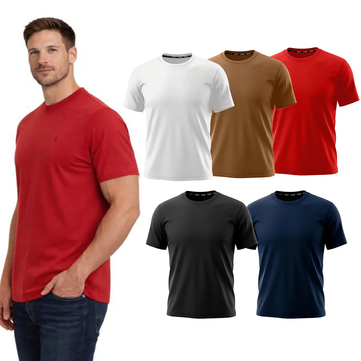 TOOTD Men's High-End Loose-Fit Drop Shoulder Solid-Color Short-Sleeve Lightweight High-Performance Fast-Dry Sports T-Shirt, Soft Moisture-Wicking Unisex Cooling Clothing, Machine-Washable No-Iron Athlete Life Team Apparel for Summer Fitness