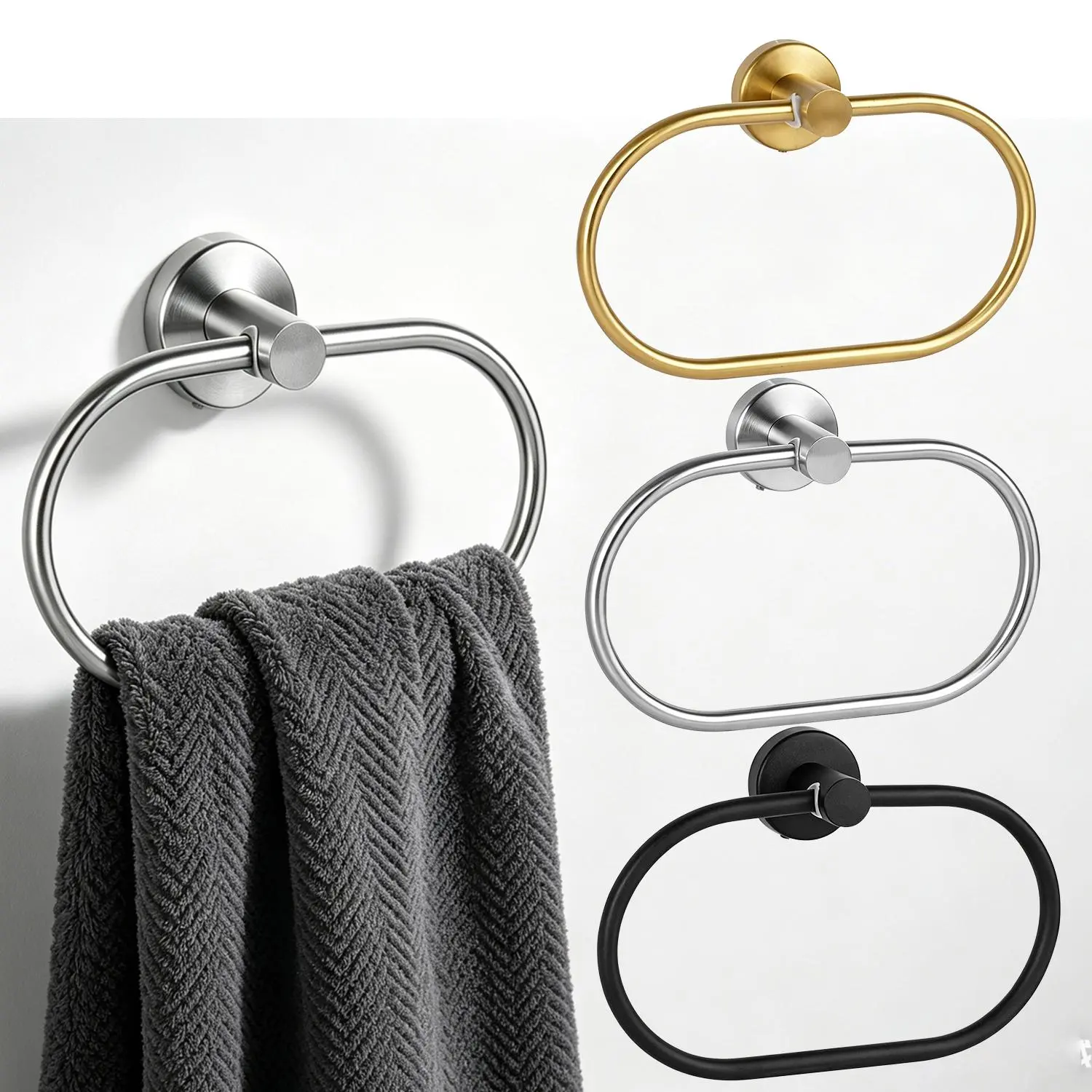 1 Packs Towel Ring for Bathroomr, Bathroom Towel Ring, Stainless Steel Towel Hanger, Bath Towel Rack,Heavy Duty Unique Oval Hand Towel Hanger