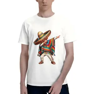 Mexican Boy Dabbing Poncho Cinco de Mayo T-Shirt, Crew Neck Cotton Polyester Graphic T-Shirt, y2k Fashion Casual Streetwear Humor Shirt, Shirts for Men Women, Gifts, SuperYi
