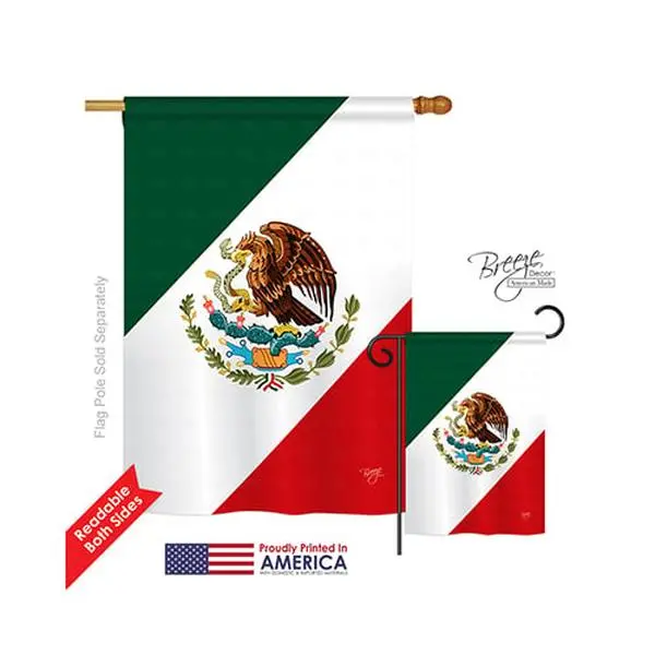 Breeze Decor 08019 Mexico Outdoor Vertical Hang House Flag - 28x40", Double-Sided, Polyester, Pro Guard, Impression Art, Original Artwork