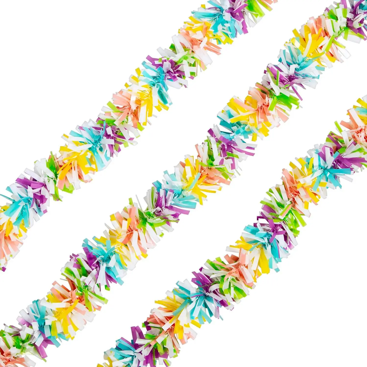 Fun Express 24 ft. Lightweight Pastel Multicolor Vinyl Twist Float Garland Decoration, Festive Party Home Decor