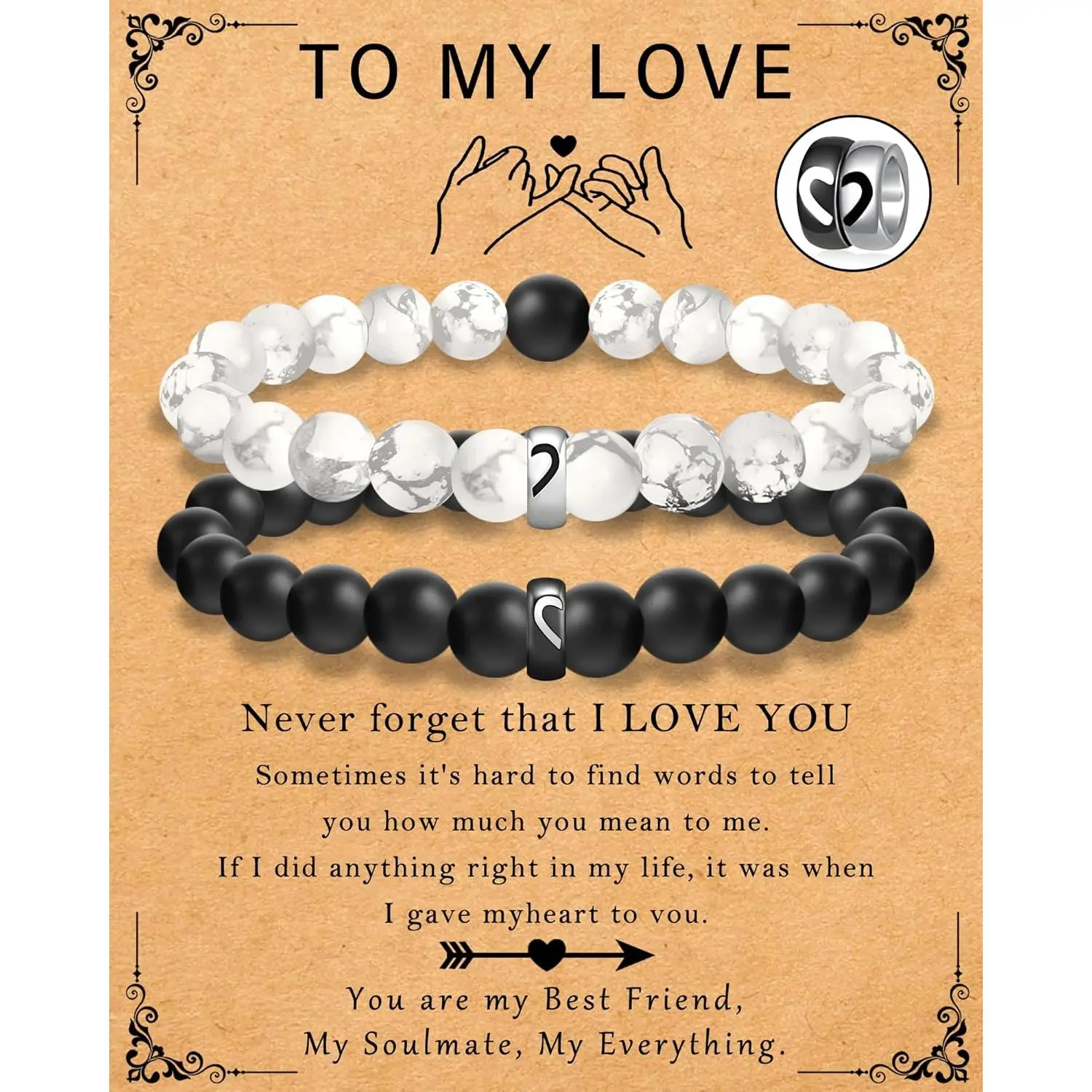 Stone Bracelet as Mothers Day Gifts for Women and Graduation Gifts for Her 2025, Heart Bracelets as Birthday Gifts for Teen Girls with Message Card