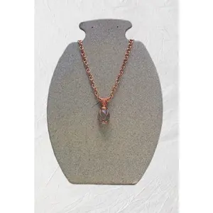 18" Copper Chain & Clear Quartz Sphere Pendent