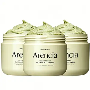 3PCS ARENCIA Green Rice Mochi Cleanser — A multi-effect skincare product combining a cleansing foam, face mask, and gentle scrub; provides daily exfoliation, leaving skin smooth and comfortable.