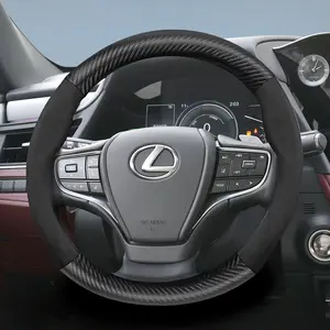 Suitable for Lexus carbon fiber texture leather suede steering wheel cover accessories Automotive. For Is250, Gs300, Lx 570, Nx, Is350, Es350, Gx460, Is 300, Ls400, Is300 2021, Nx300h, Lbx, 200t, Ls500, RX350, RX450h, RX500h, ES 400, 430h, 500, 300h