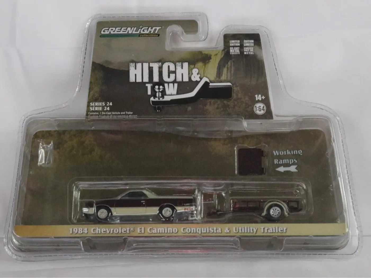 Greenlight Hitch and Tow 1984 Chevrolet El Camino Conquista and Utility Trailer