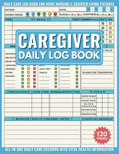 Caregiver Daily Log Book: Care Journal to Track the Medication, Meals, Vital Signs & much more for Elderly & Seniors or Patients