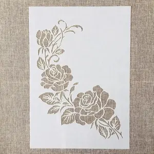 A4 Flower Bouquet Stencil for Painting on   Rose Layering Stencil DIY Scrapbook Coloring Decorative Size 8.3 x 11.7inch Templates