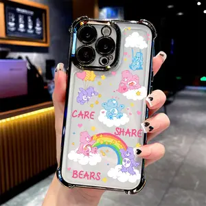 Cute cartoon C-Cares B-Bears Phone Case Suitable for iPhone 17 16e 16 15 14 13 12 11 Mini Pro Max Air X XR XSMAX 8 7 Plus Anti Fall Transparent Soft Back Cover