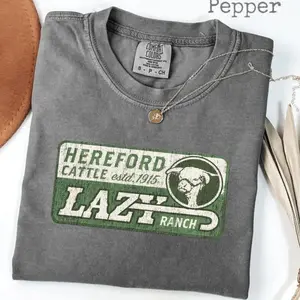Comfort Colors Lazy J Ranch Wear Collection Men's & Women's Graphic tee - Premium Western Lifestyle Pullover with Iconic Branding, shot Sleeve Casual Ranch Apparel - Comfortable Heavyweight Hooded