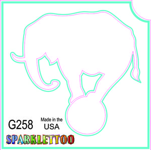 212 MAIN Ruby Red Glitter Effect Paint Tattoo Stencils (G258-2) - 1.5x2.3x2.3 in, FDA Safe, Children-Safe, Easy-Apply 2-Ply Sheets, Elephant Shape Design, Pack of 100