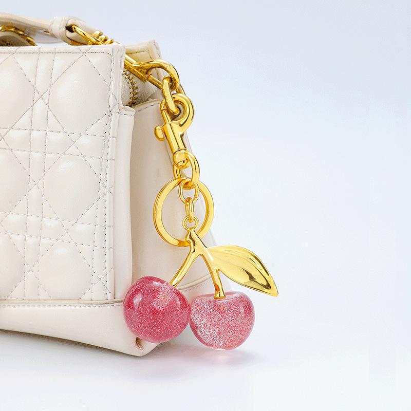 Keychain Cherry Bag Charms Purse，Key Chains Women Cute - Car key Accents for leather handbags