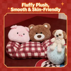 MINISO Giffted Bear Series Big Head Pillow Plush Toy - The Perfect New Year Gift for Girlfriend, Cute and Huggable Decorative Comfort Doll for Bed, Sofa, Car, Birthday, Anniversary and Valentine's Day Present